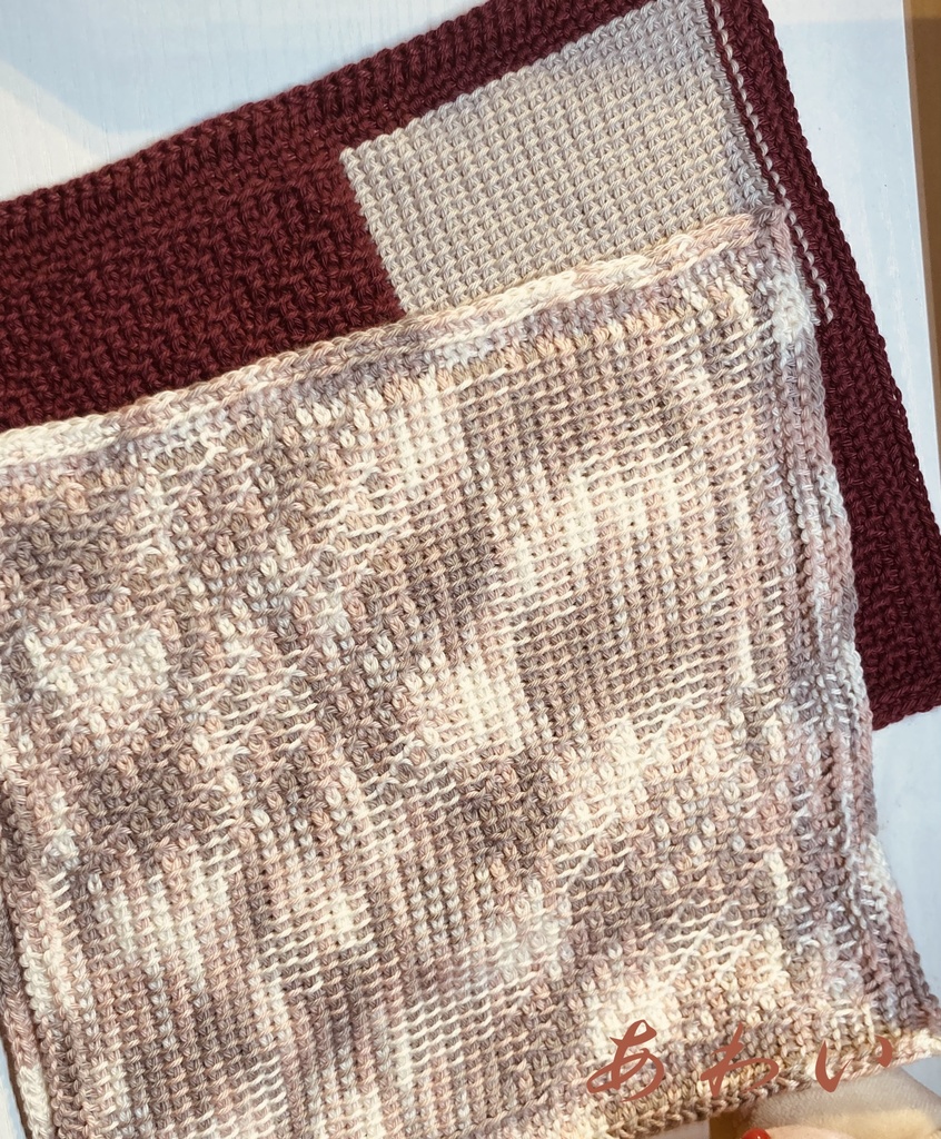 【編み図】タイルハンカチ（斜め）