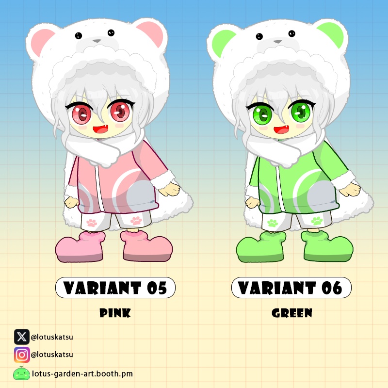 【PNG素材/PNG Asset】配信・VTuber用 ちびキャラ素材 | Premade Chibi Character Design