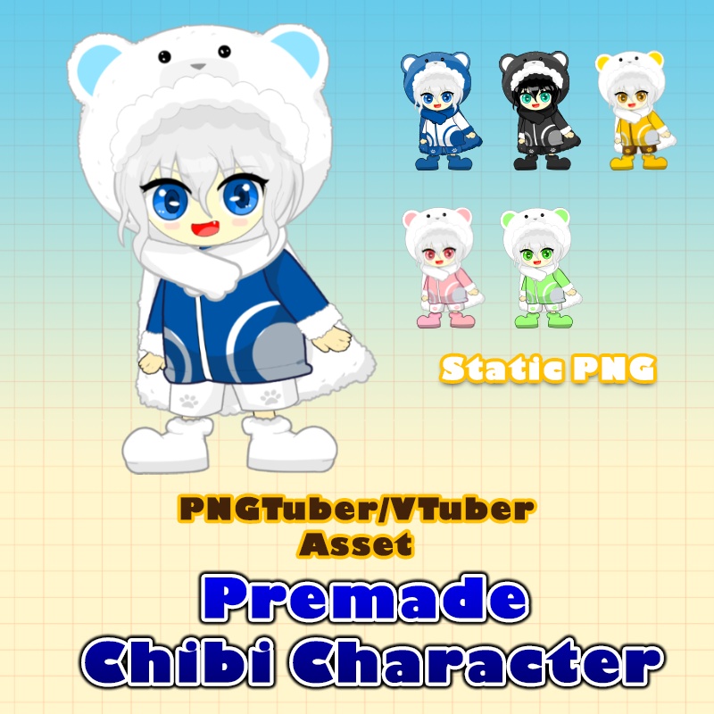 【PNG素材/PNG Asset】配信・VTuber用 ちびキャラ素材 | Premade Chibi Character Design