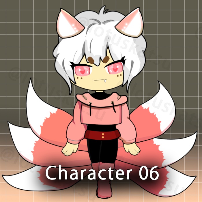 【P2U/Vtuber】P2U Premade Chibi 6-Tails Fox Asset【6 Colors / Full Pack】