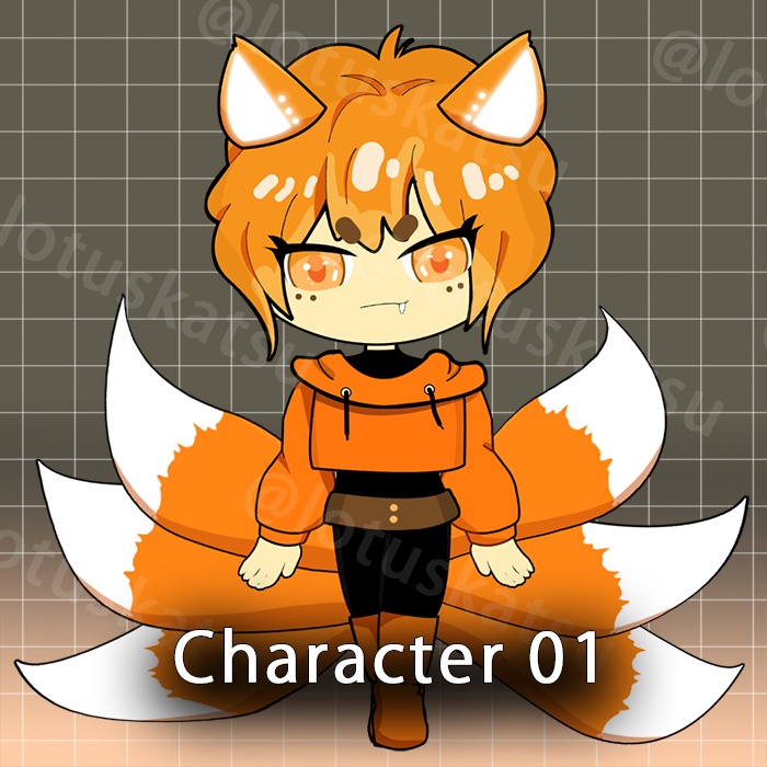 【P2U/Vtuber】P2U Premade Chibi 6-Tails Fox Asset【6 Colors / Full Pack】