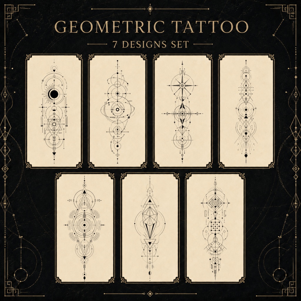 幾何学タトゥーデカールセット / Geometric Tattoo Decal Set