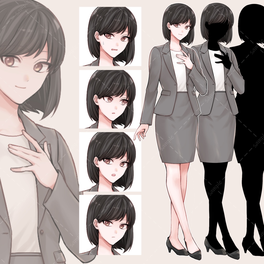 【無料あり】立ち絵素材_スーツ女性