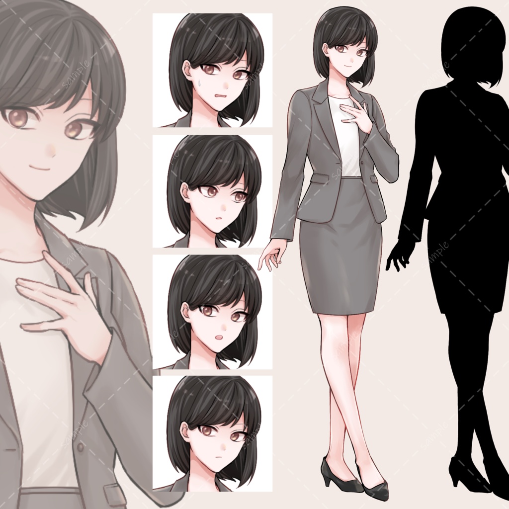 【無料版有】立ち絵素材_スーツ女性