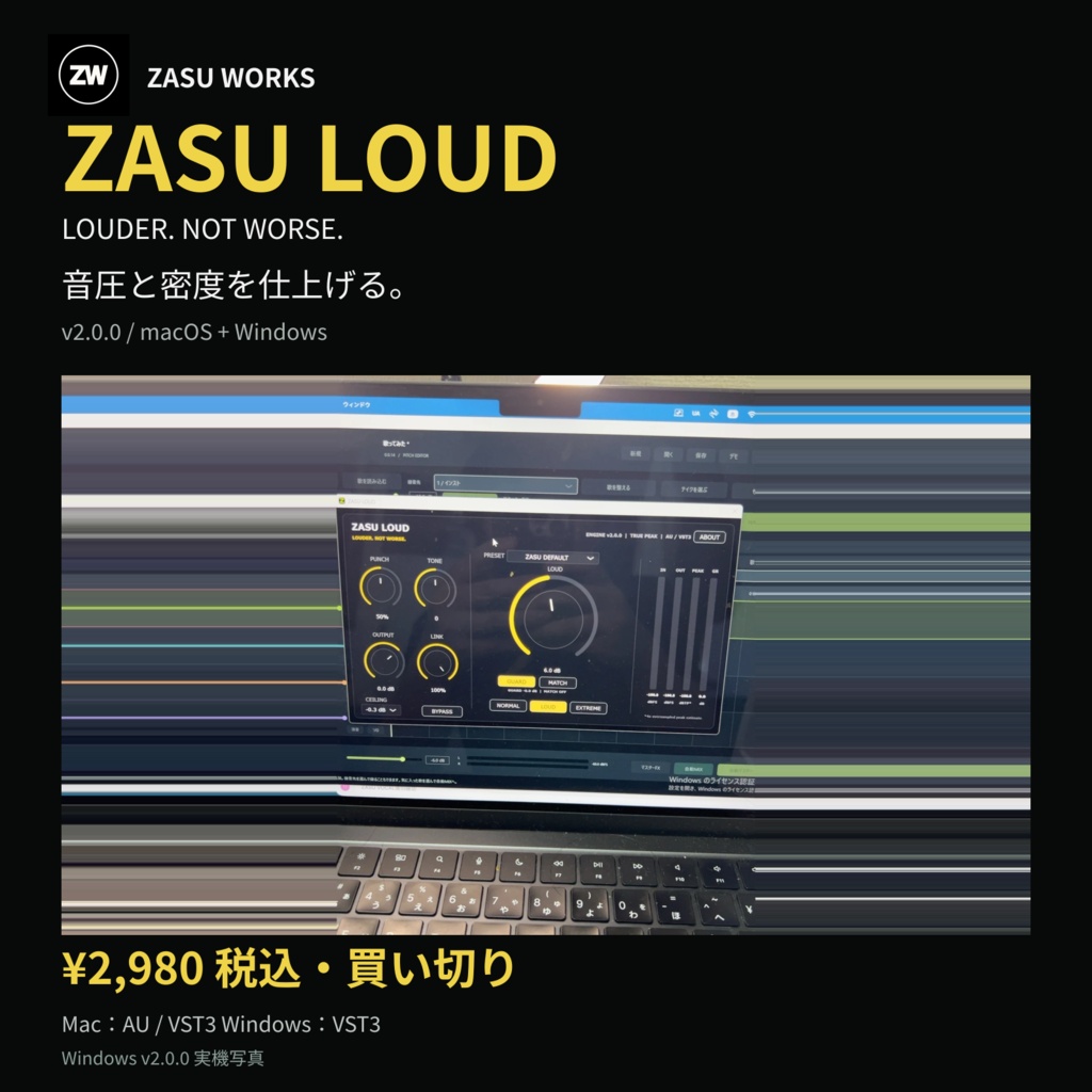 ZASU LOUD v2.0.0｜音圧・マスタリング／AU・VST3［Mac / Windows］