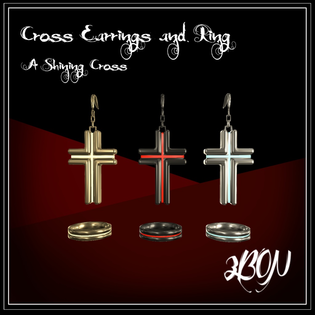 【無料】Cross earrings, ring