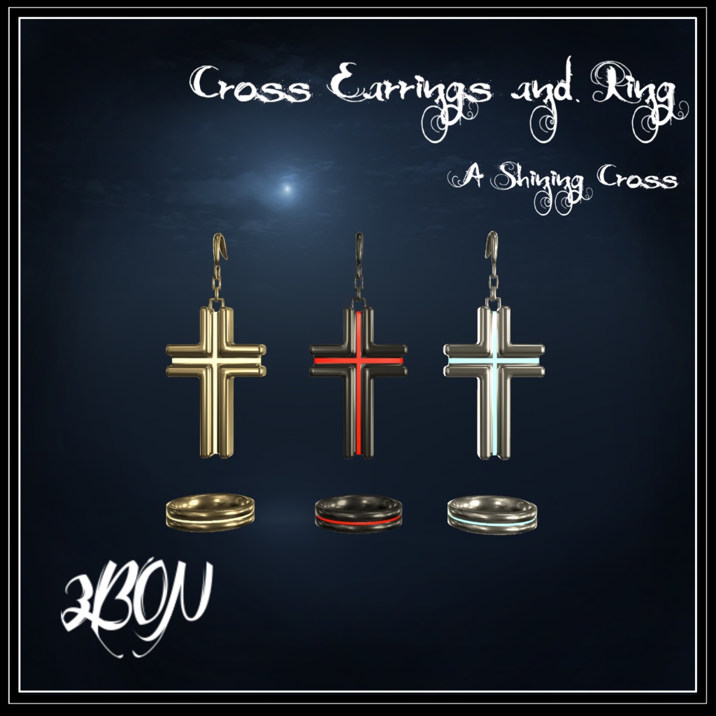 【無料】Cross earrings, ring