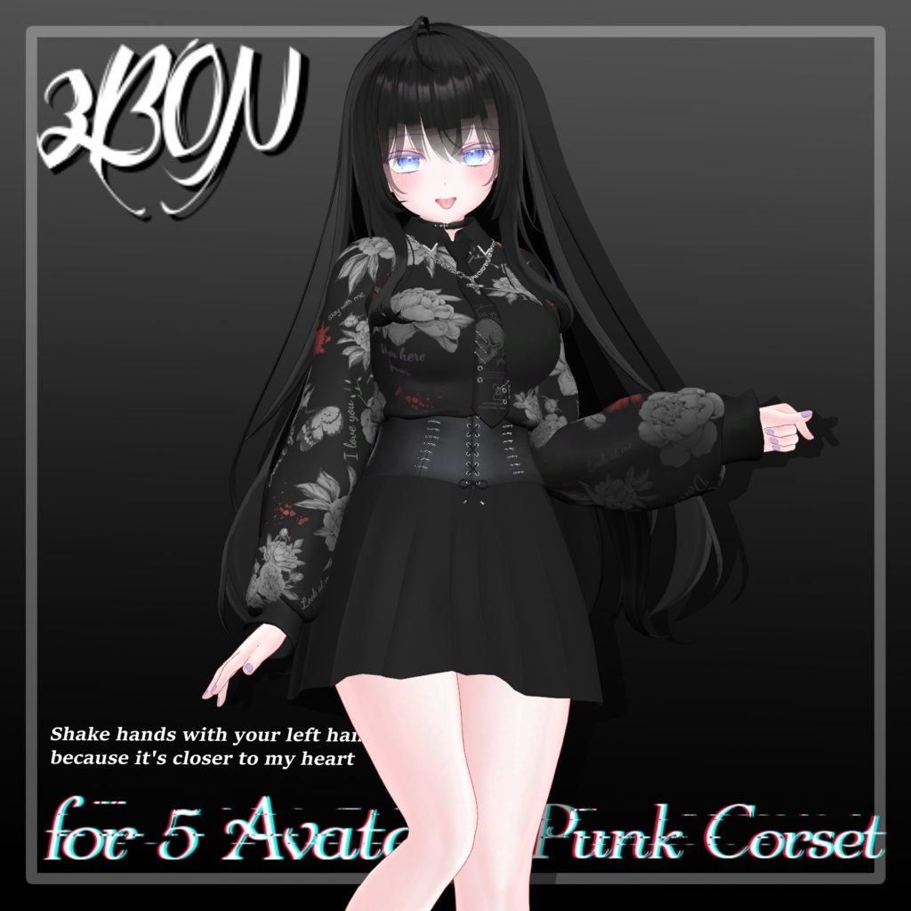 Punk corset (for female avatar - 14アバター対応) #3BON