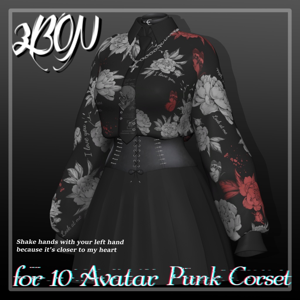 Punk corset (for  female avatar - 13アバター対応) #3BON