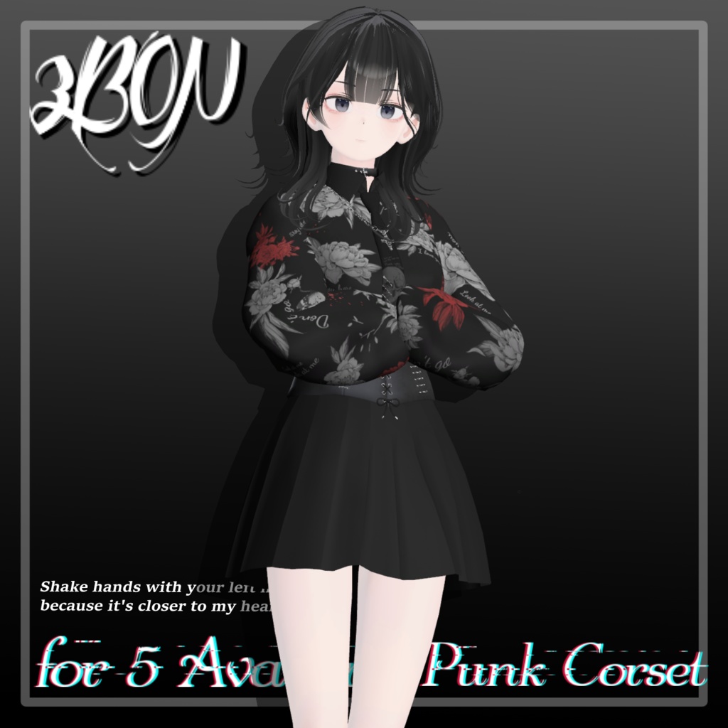 Punk corset (for female avatar - 14アバター対応) #3BON