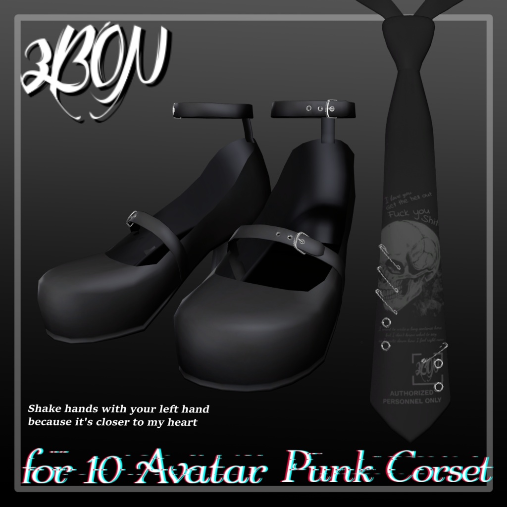 Punk corset (for female avatar - 14アバター対応) #3BON