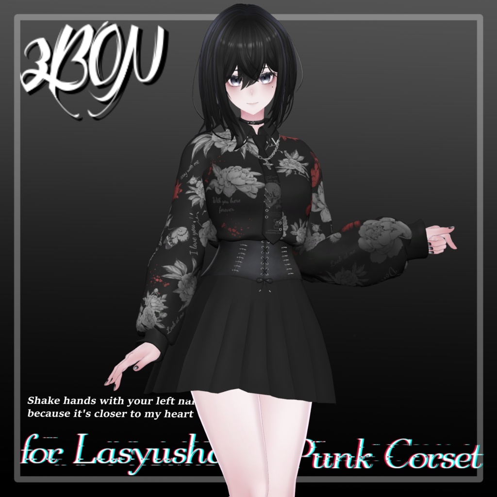 Punk corset (for female avatar - 14アバター対応) #3BON