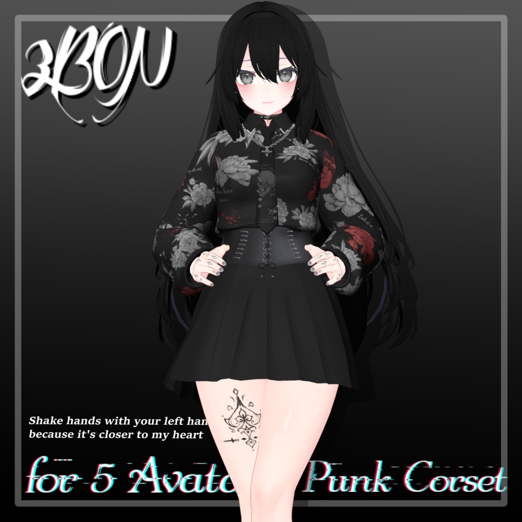 Punk corset (for female avatar - 14アバター対応) #3BON