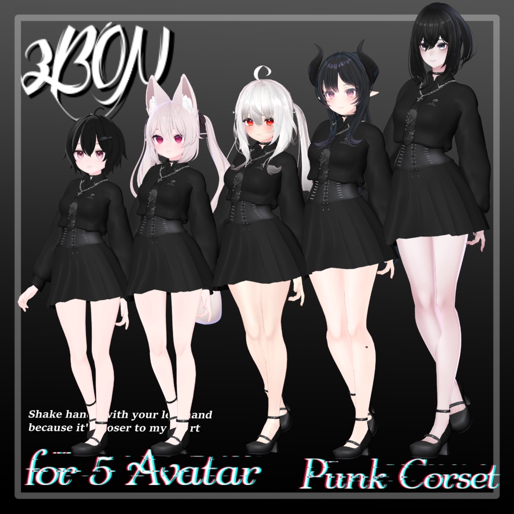 Punk corset (for female avatar - 14アバター対応) #3BON