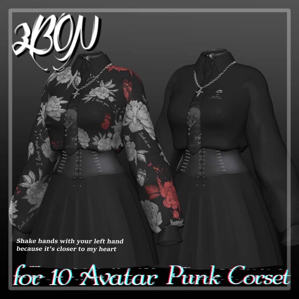 Punk corset (for female avatar - 14アバター対応) #3BON