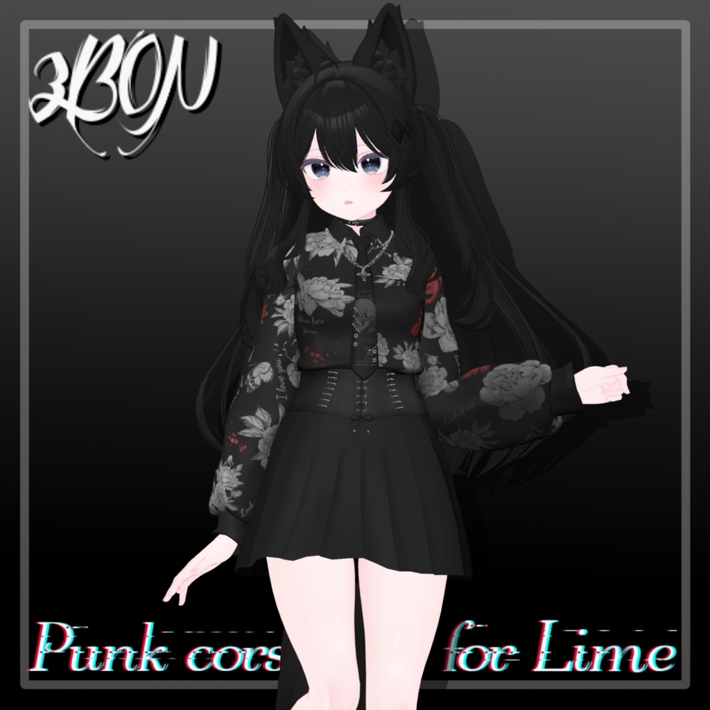 Punk corset (for female avatar - 14アバター対応) #3BON