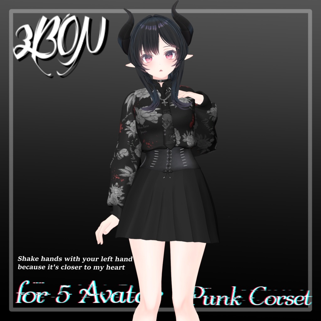 Punk corset (for female avatar - 14アバター対応) #3BON