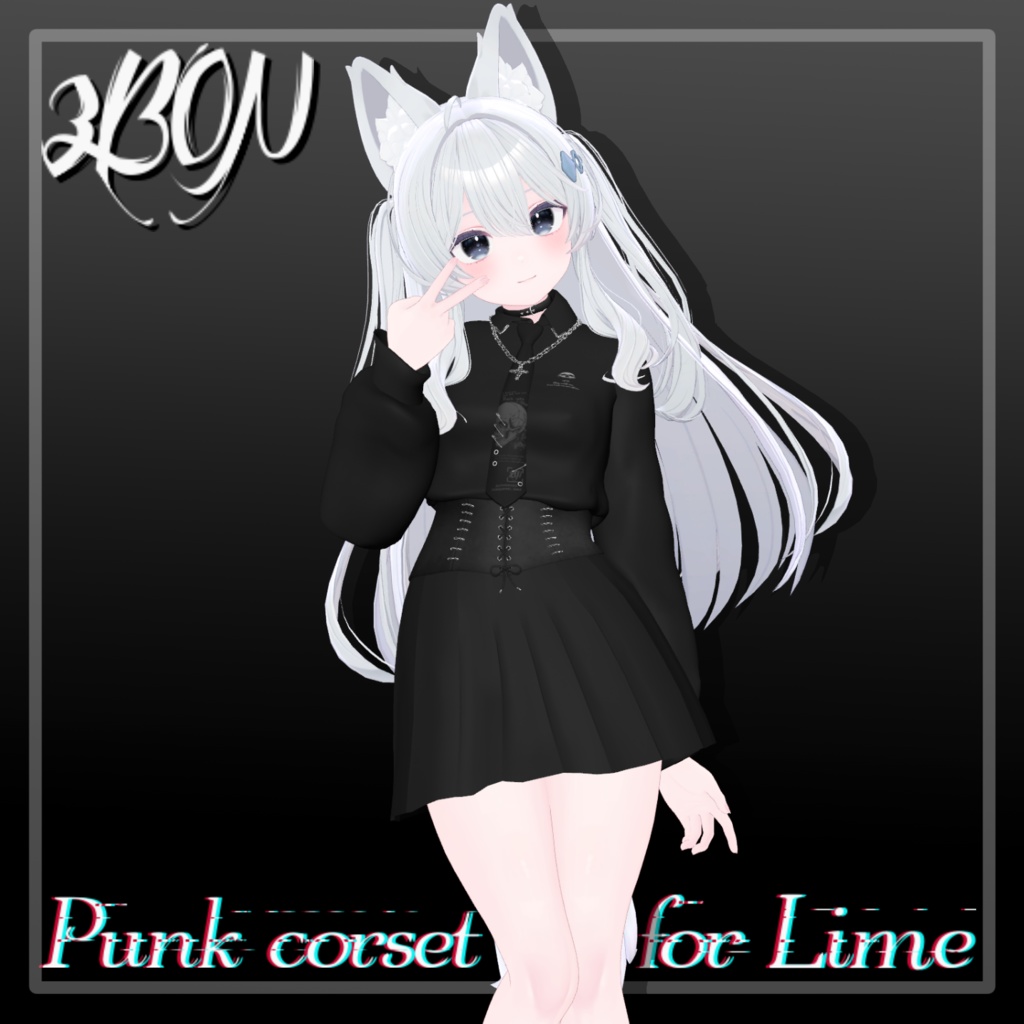 Punk corset (for female avatar - 14アバター対応) #3BON