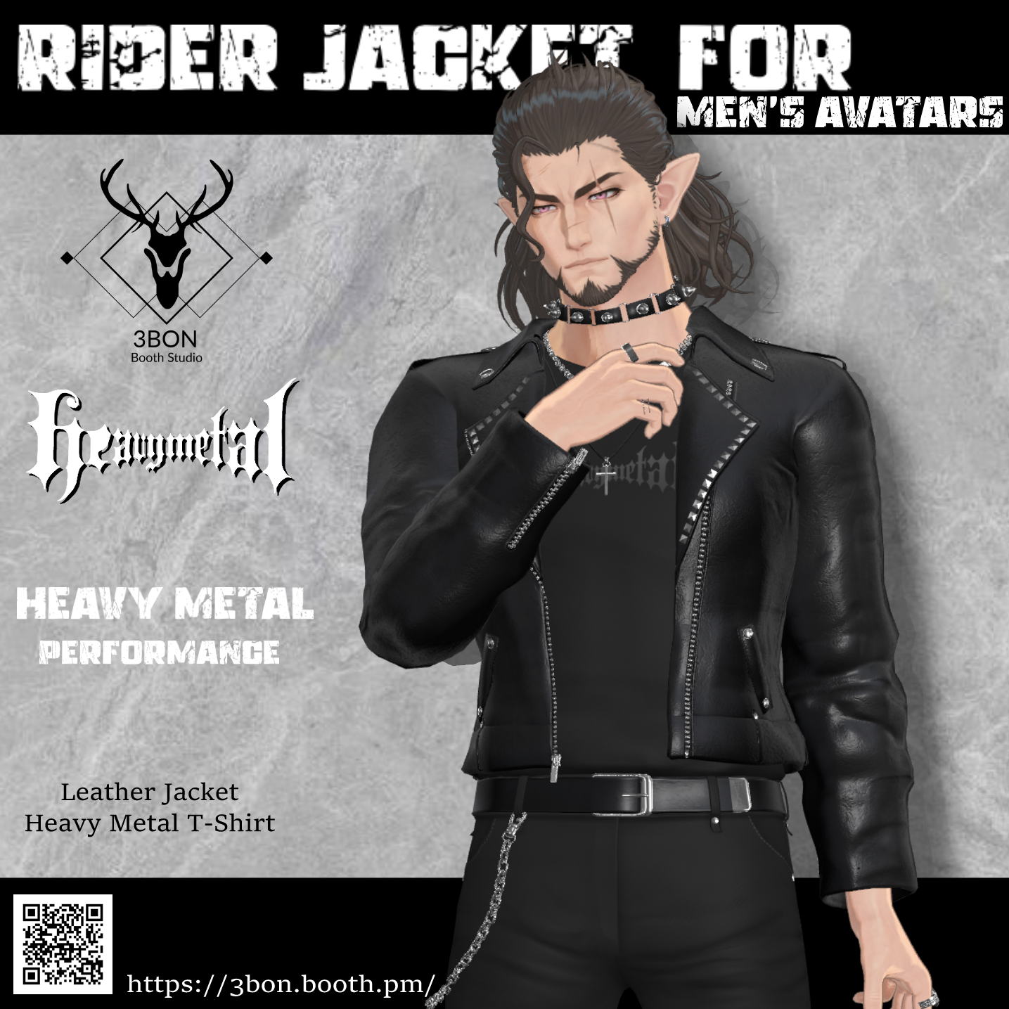 Rider Jacket (for Men's avatars) #3BON - 3BON - BOOTH