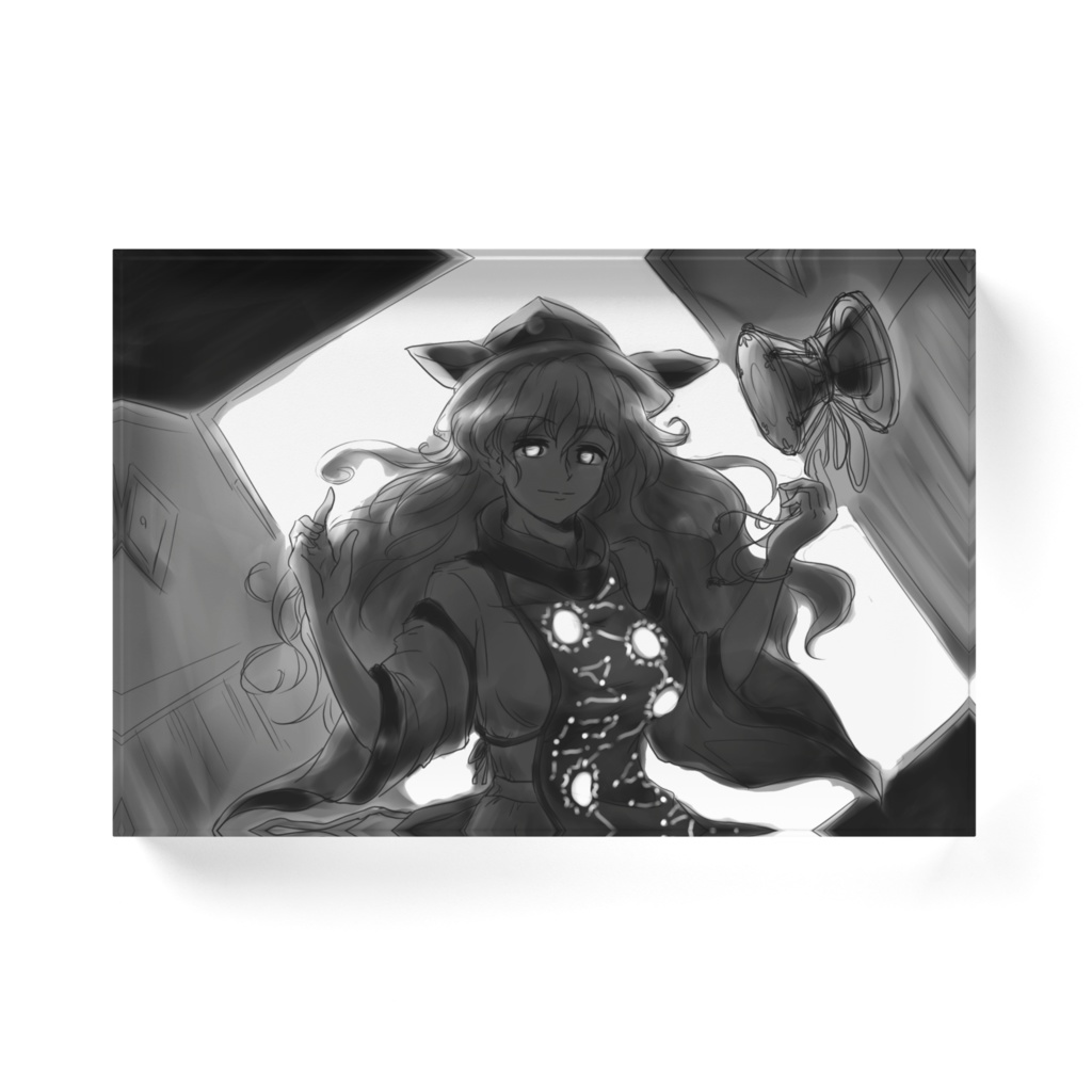 摩多羅隠岐奈アクリルブロック(モノクロ)