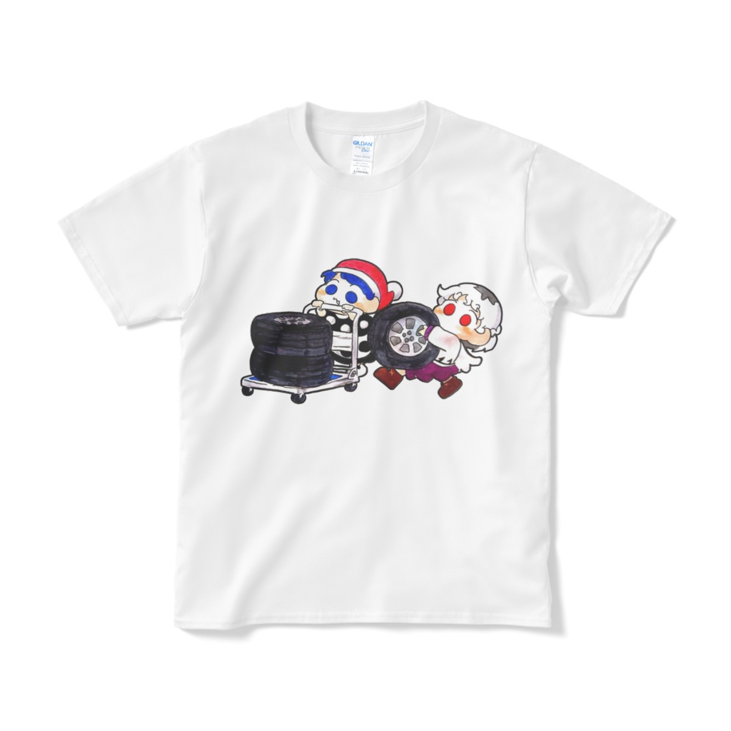 タイヤを運搬するドレサグTシャツ(短納期)ホワイト
