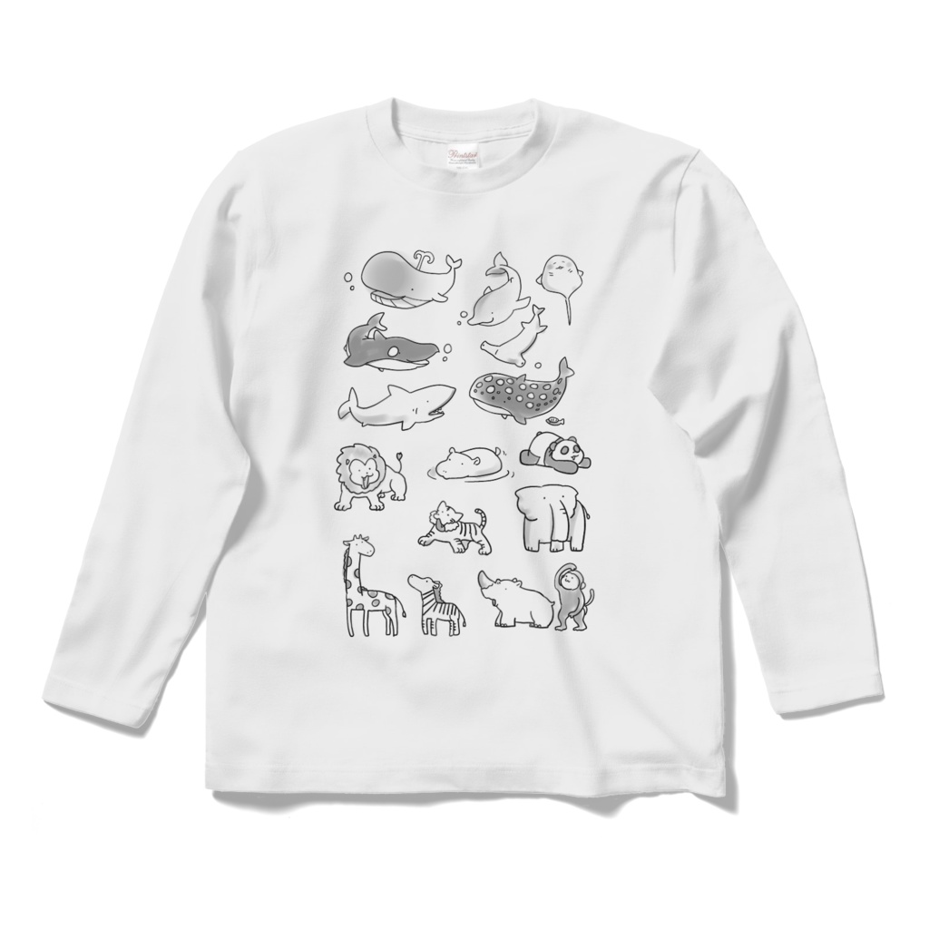 うろおぼえうみのいきものとどうぶつロングスリーブTシャツ