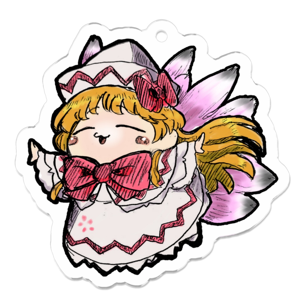 リリーホワイトアクリルキーホルダー - 50 x 50 (mm)