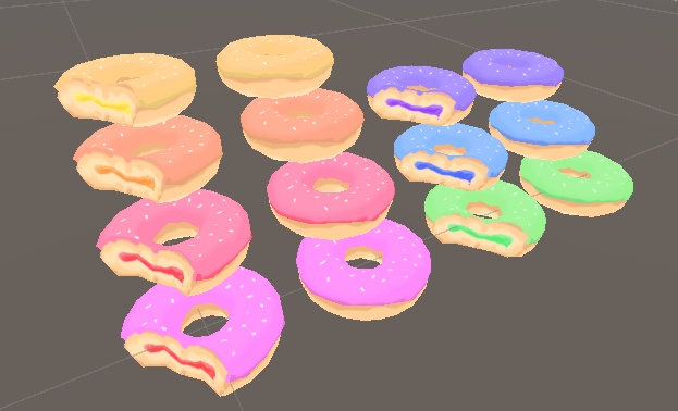 【VRC】かわいい！カラフルドーナツ【２パターン７色セット】🍩