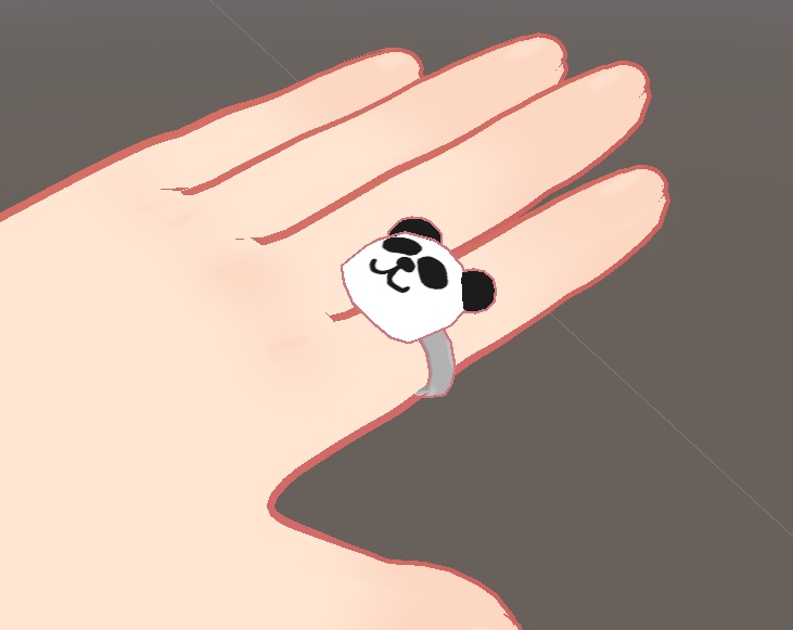 【VRC】かわいい!パンダイヤリング&パンダ指輪のセット