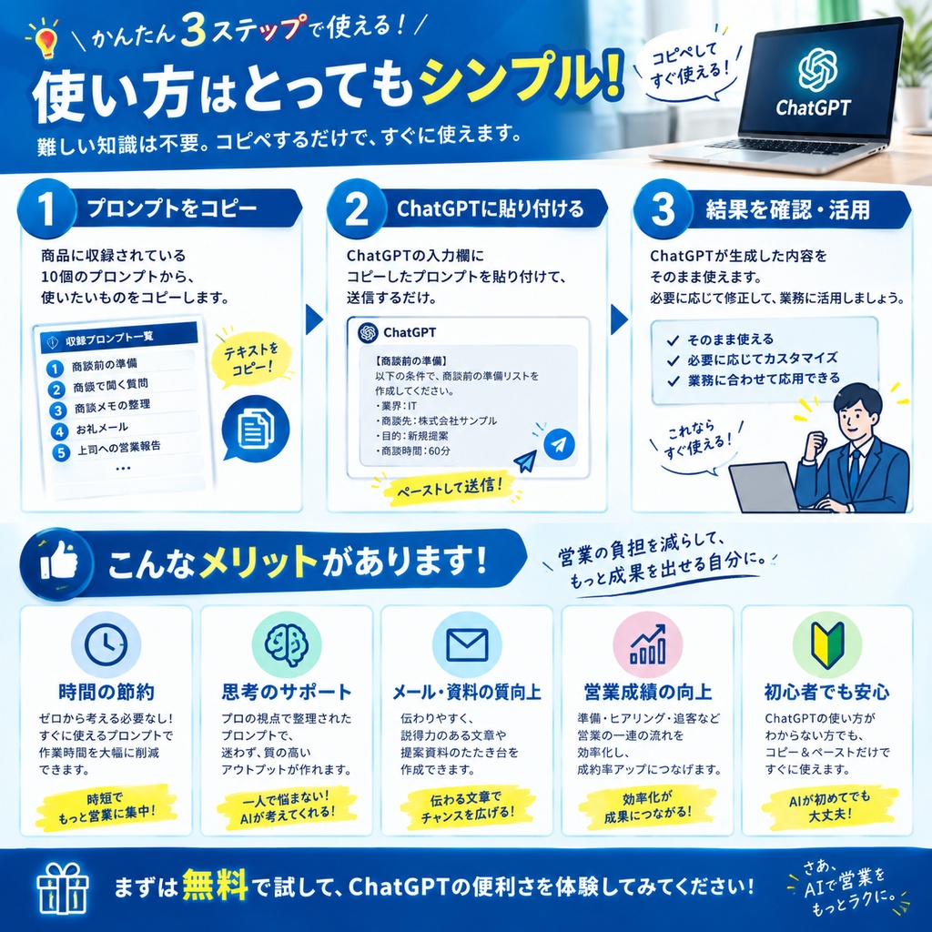 【無料】営業マン向け ChatGPTプロンプト10選|明日から使える営業AI