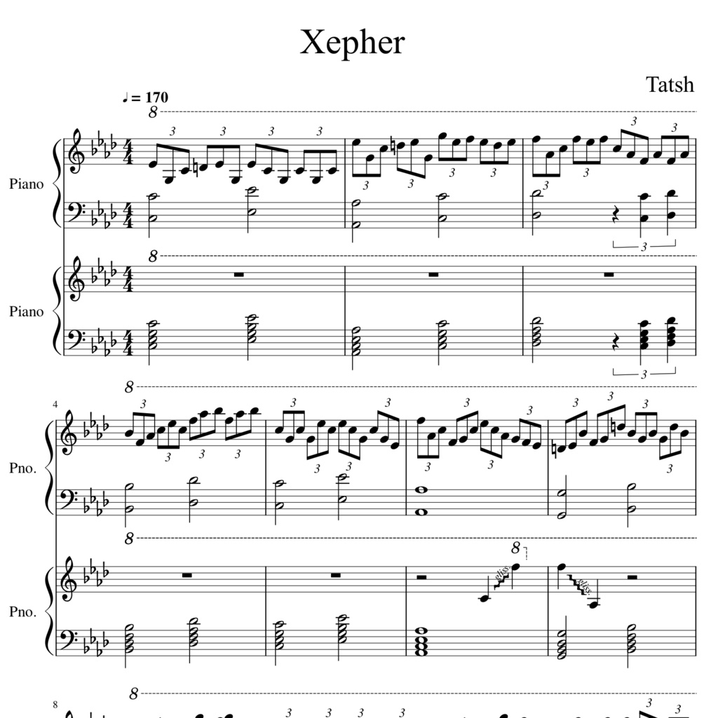 無料楽譜 Xepher 2台ピアノ 楽譜置き場 Booth