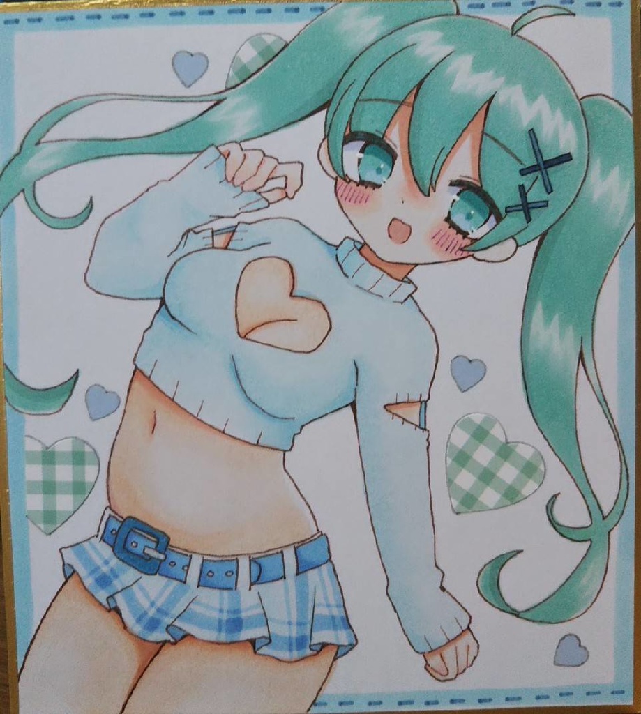 初音ミク　手描き色紙