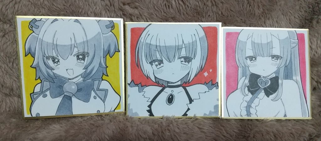 ボンバーガール 手描き色紙