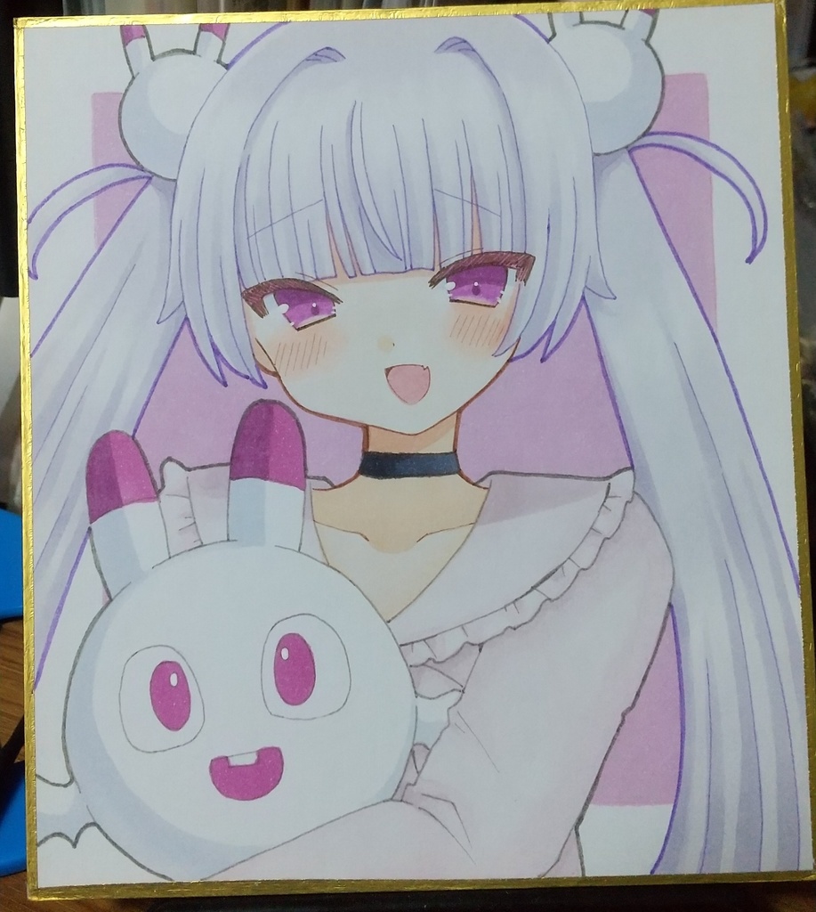 ボンバーガール 手描き色紙