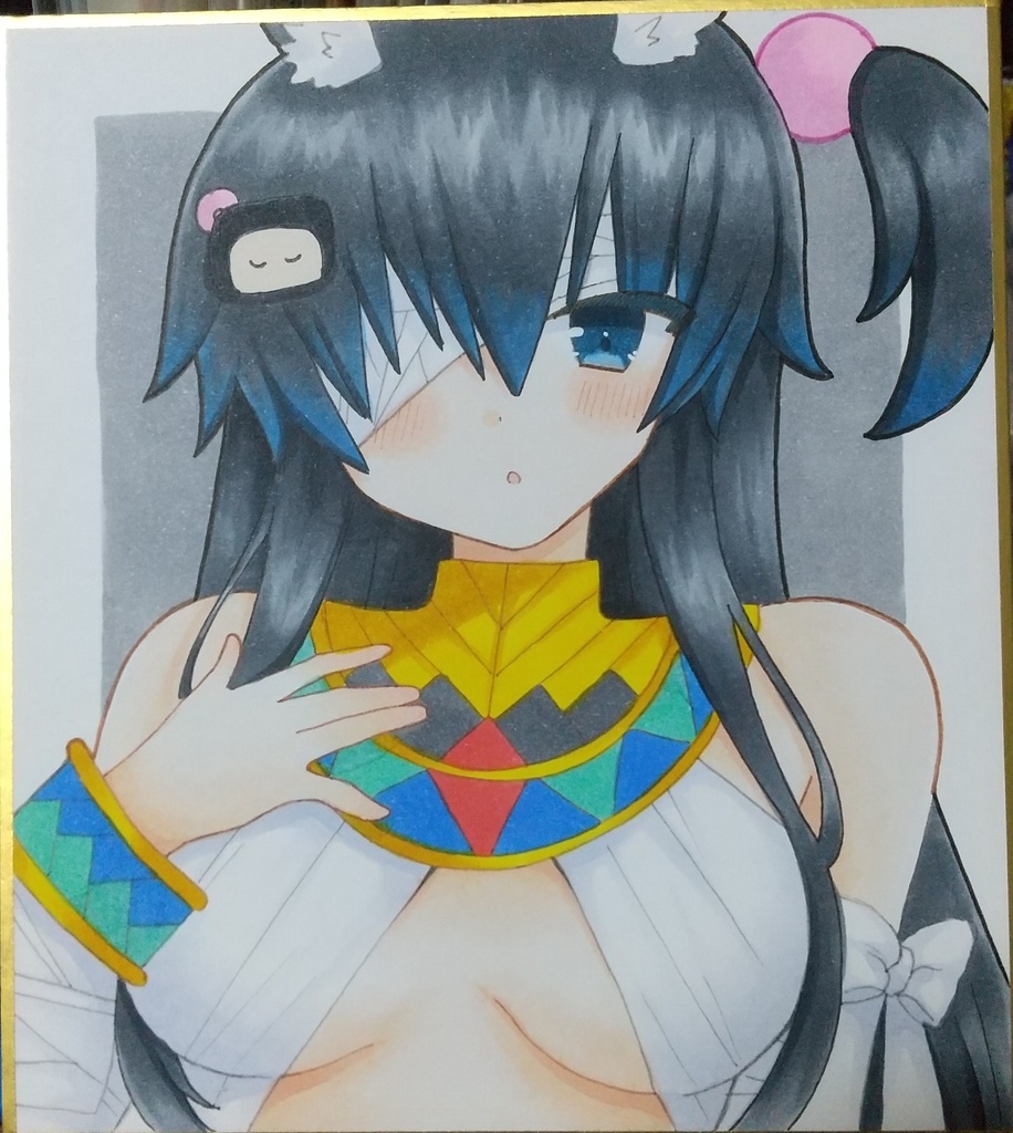 ボンバーガール 手描き色紙