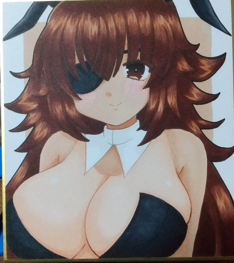 ボンバーガール 手描き色紙