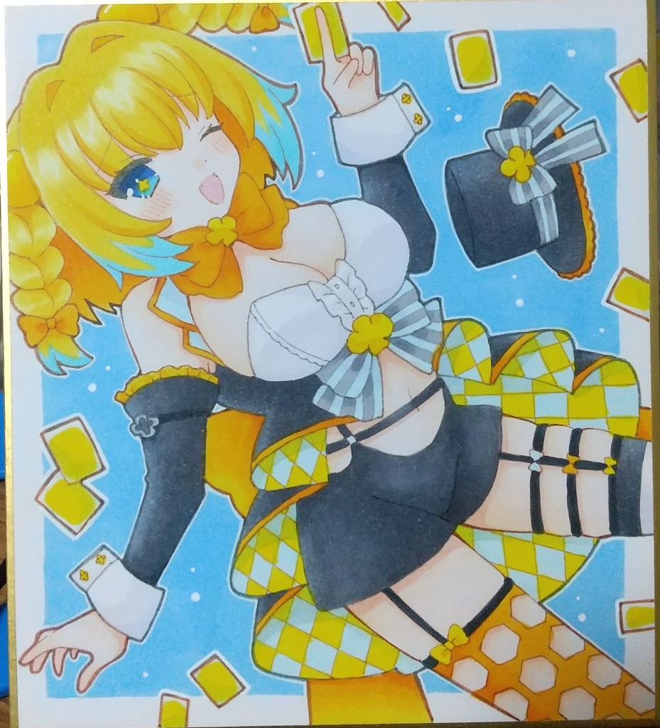 ボンバーガール 手描き色紙