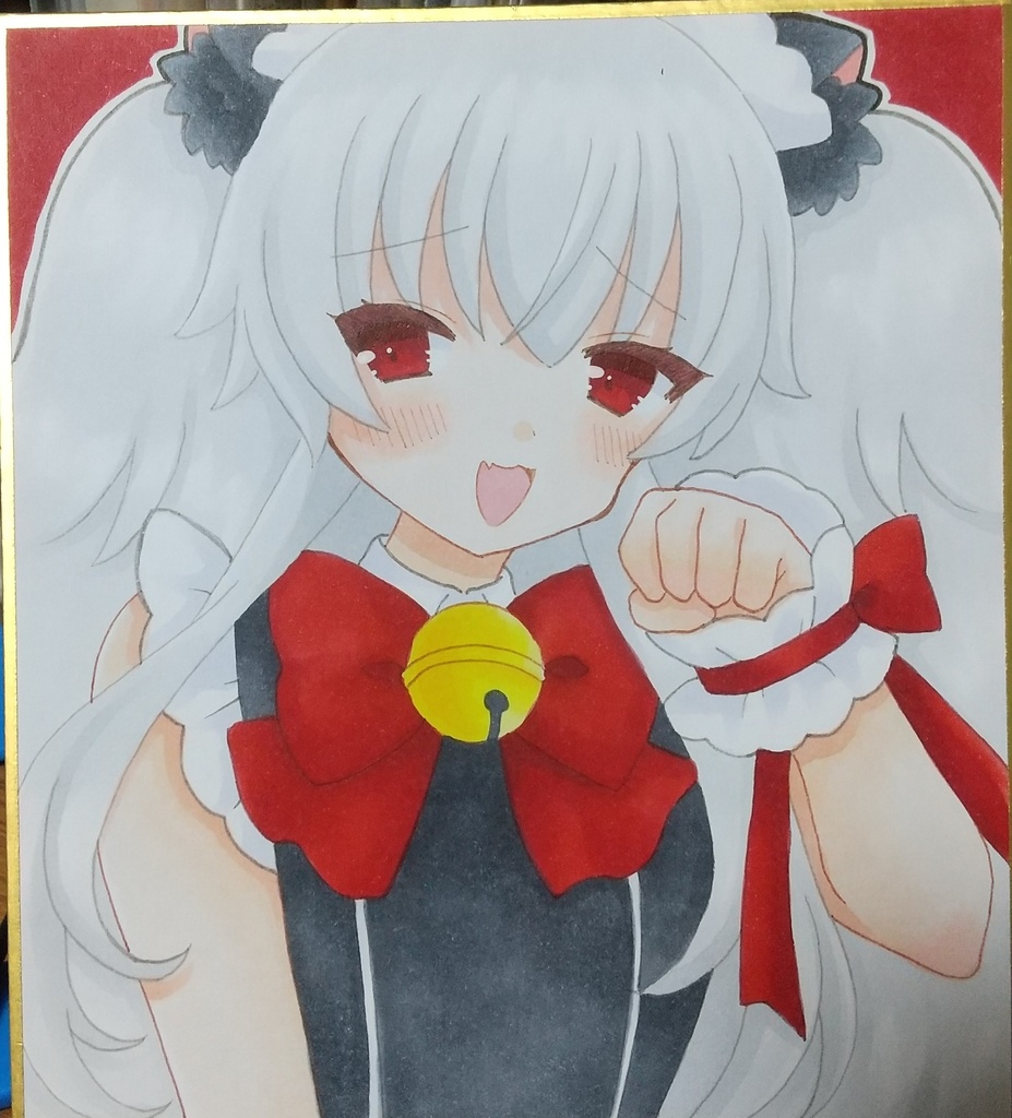 ボンバーガール 手描き色紙