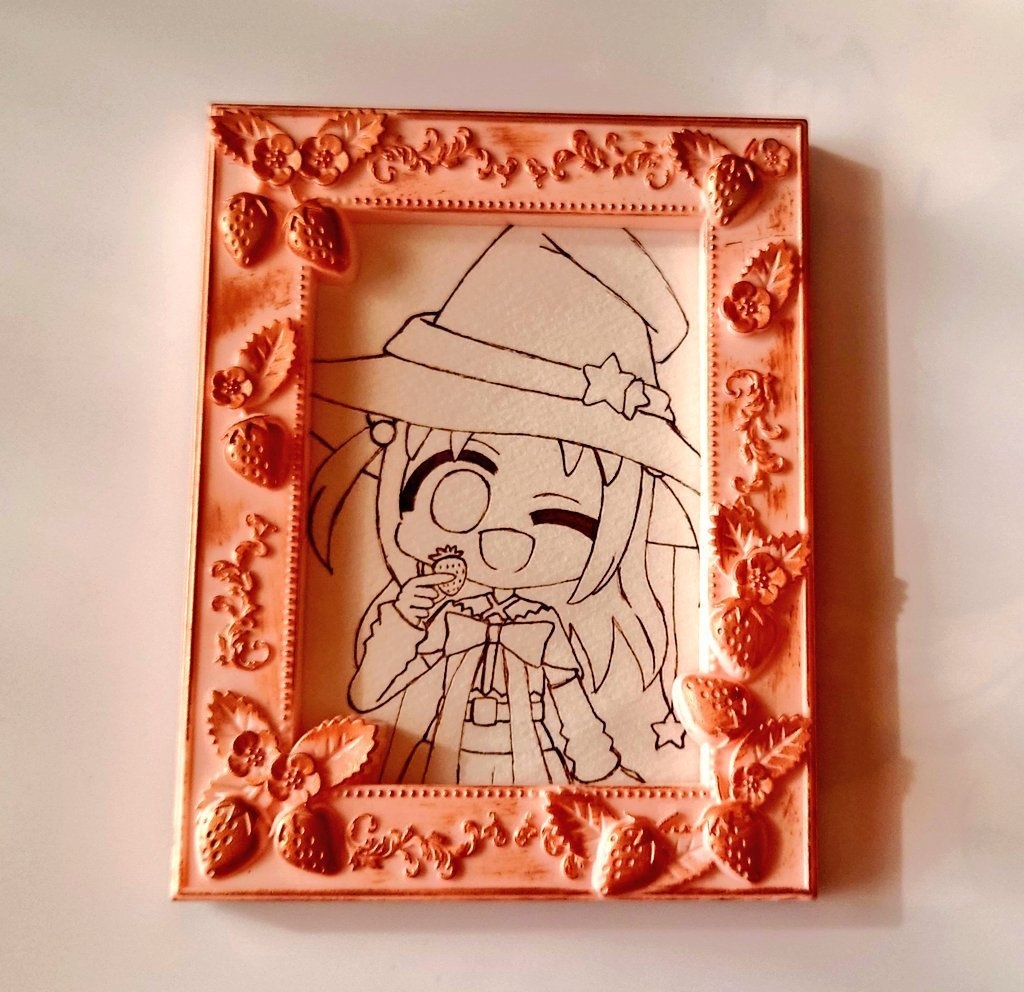 かりん　額装アナログイラスト(画像は未完成の途中の物)