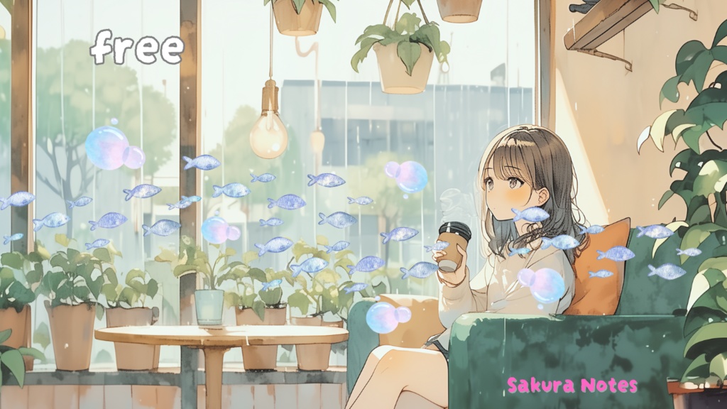 【フリーBGM】「雨cafe' アクアリウム」リラックスlo-fi 和 - 作業用・配信用