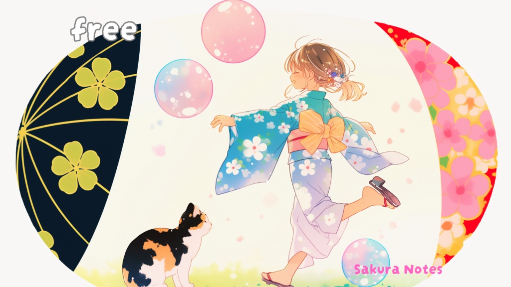 【フリーBGM】着物と手毬の和風チルkawaii - [ てまりころころ わらべ唄 ] - 作業用・配信用