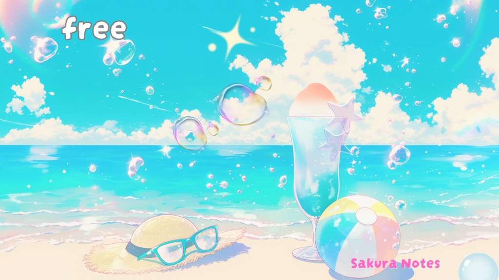 【フリーBGM】雲と海のやさしい夏感kawaii - [ 夏はじめました。・１時間 ] - 作業用・配信用