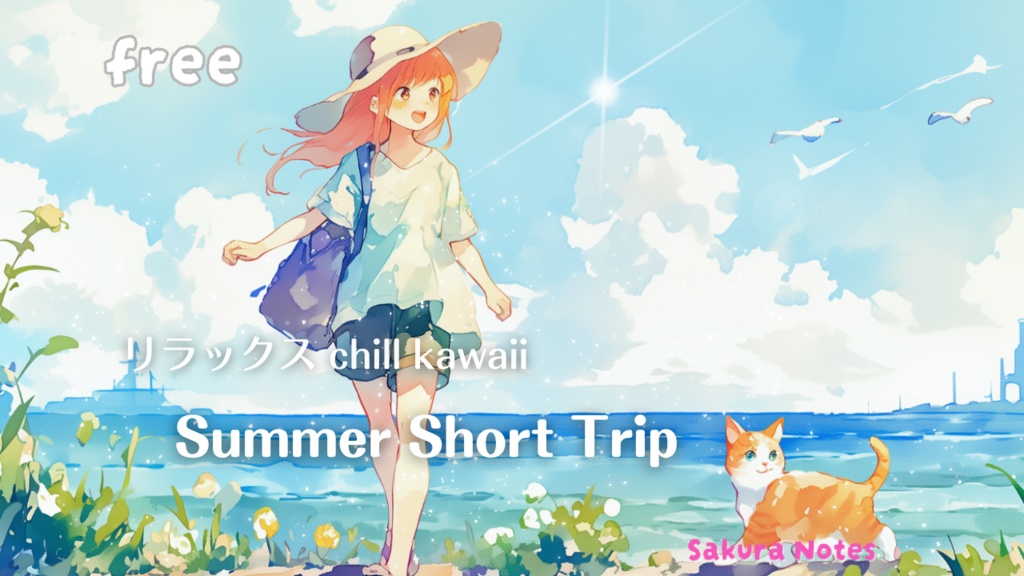 【フリーBGM】kawaiiカモメと猫に出会うチル旅 - [ Summer Short Trip ] - 作業用・配信用