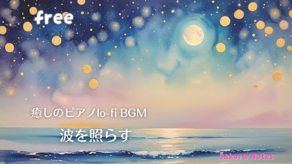 【フリーBGM】癒しの和風lo-fi ピアノ - [ 波を照らす | 月の足音 ] - 睡眠・瞑想・作業用・配信用