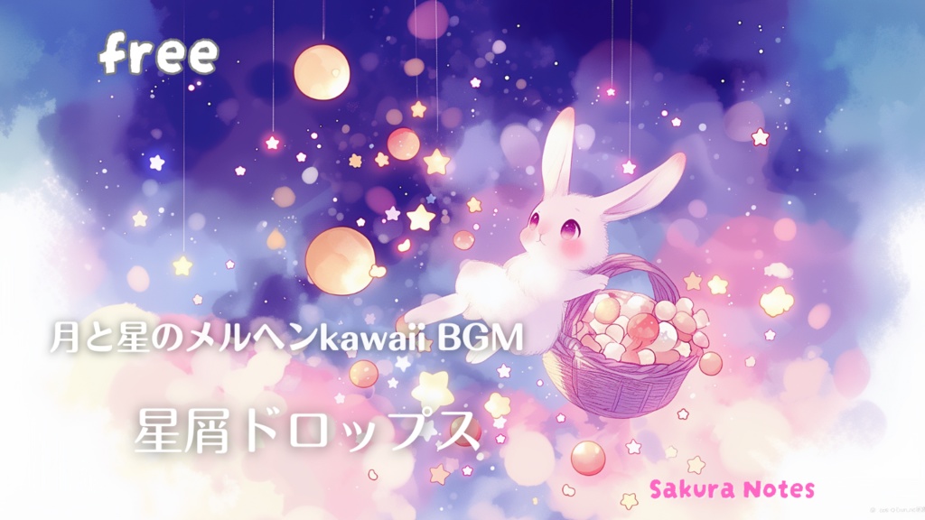 【フリーBGM】月と星のkawaii物語・ベルの夜空 -  [ 星屑ドロップス ] - 作業用・配信用