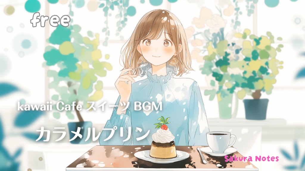 【フリーBGM】kawaii Cafeスイーツ - [ カラメルプリン | Sakura Cafe' ] - 作業用・配信用