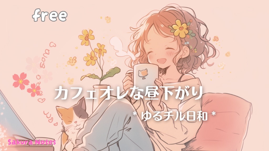 【フリーBGM】 カフェオレな昼下がり《 ゆるチル日和 》-  kawaii / ほっこり / ゆめかわ / 作業用・配信用