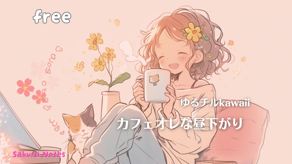 【フリーBGM】 カフェオレな昼下がり《 ゆるチル日和 》-  kawaii / ほっこり / ゆめかわ / 作業用・配信用