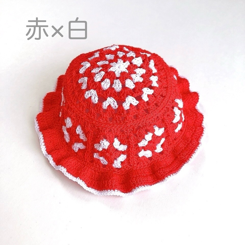 モチーフ編み帽子