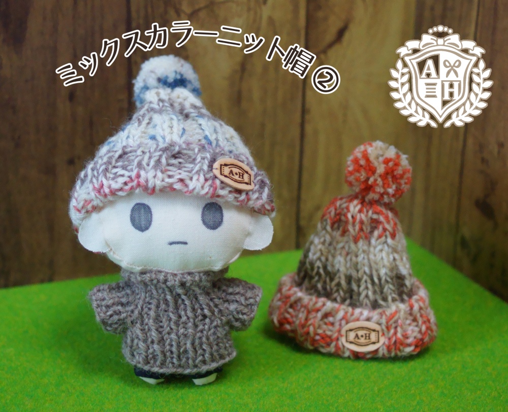 【10cmぬい】ミックスカラーニット帽②